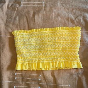 Xhilaration Yellow Ruffle Swim Bandeau Top Size Medium